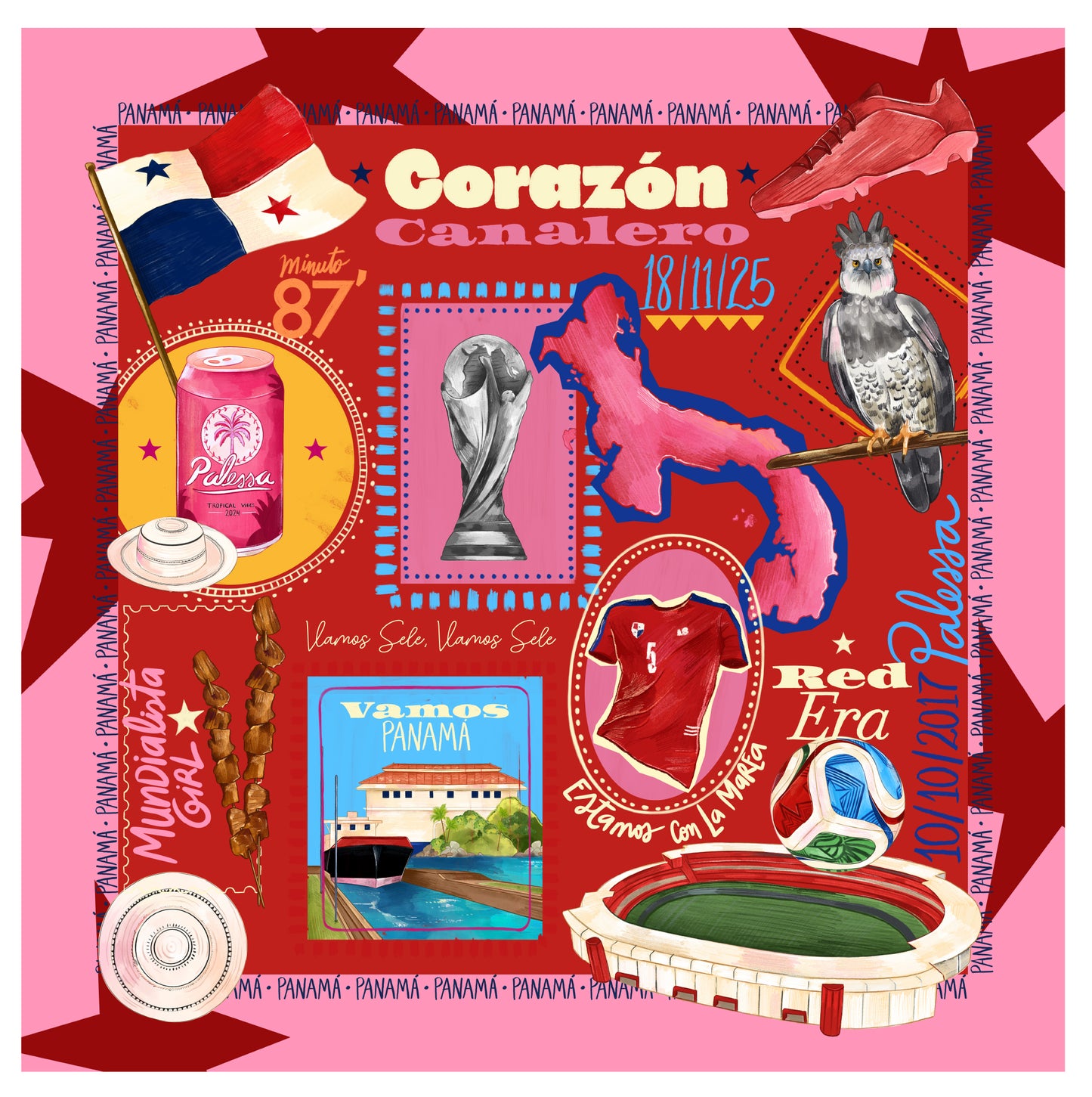 Pañoleta Mundialista Girl Hot Pink